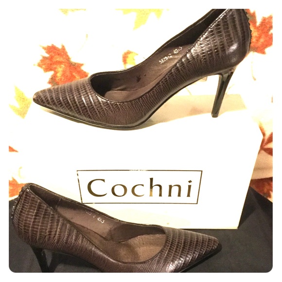 Cochni Italy Design Shoes - Brown leather heels